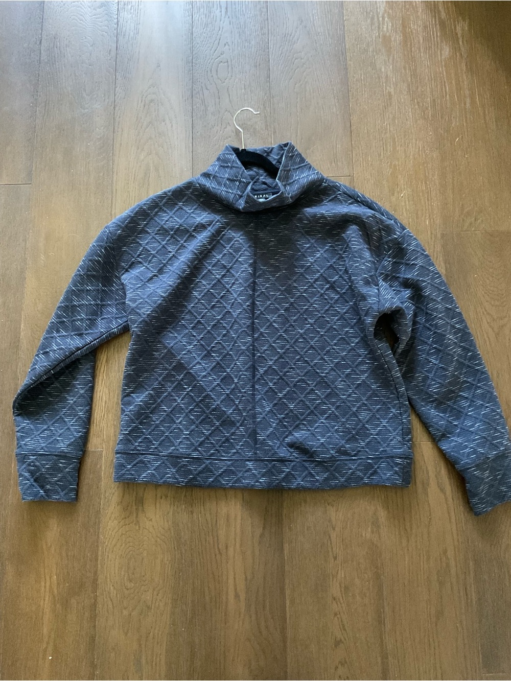 Tribal Navy Quilted Mock Neck Sweater